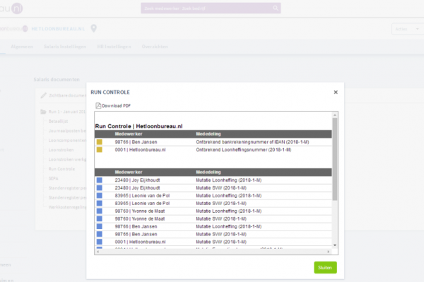 Automatische controle van de loonrun